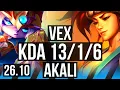 VEX vs AKALI MID Good KDA 6 KR Grandmaster 26 10