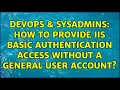 DevOps SysAdmins How to provide IIS Basic authentication access without a general user account