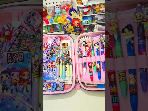Filling huntrix pencil case with kpop stationery✨️💕 #cute #asmr #stationery #shorts #youtubeshorts