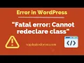 How to fix fatal error cannot redeclare class in Wordpress