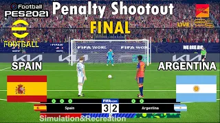 Spain vs Argentina | Final Penalty Shootout 2026 Simulation Gameplay | eFootball PES 2021