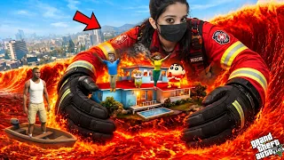 Franklin Shinchan Surviving Lava Tsunami - GTA 5 (GTA V Mods)