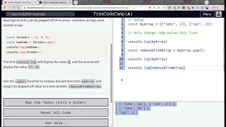 Lesson 45 Basic JavaScript Manipulate Arrays With pop