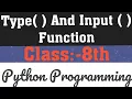 Type Function And Input Function In Python Programming Class 8th
