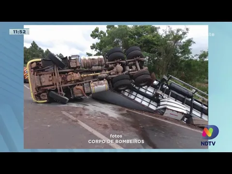 Acidente na BR-282: PRF isola área para escoamento de cerca de 750 litros de combustível