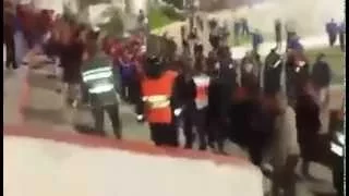 شغب جمهور الأهلي بملعب سانية الرمل بتطوان 