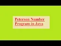 Peterson Number Program in Java Java Part-5 L2G Learning toGaining