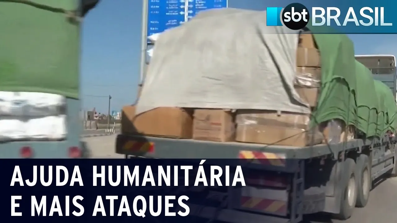 Caminhões de ajuda humanitária entram em Gaza pela fronteira com o Egito | SBT Brasil (21/10/23)