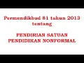 Permendikbud 81 tahun 2013 tentang Pendirian Satuan Pendidikan Nonformal #PKBM #SKB