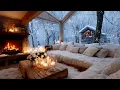 Deep Relaxation Music 🌙 Smooth Piano \u0026 Crackling Fireplace | Snowy Lounge Ambience