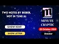 Two notes by Bieber not in tune 6 Crossword Clue Minute Cryptic