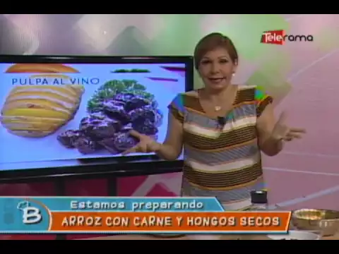 Arroz con carne y hongos secos