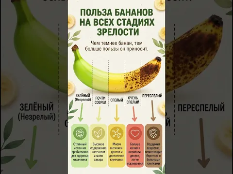 Польза бананов на всех стадиях зрелости