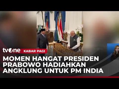 Presiden Prabowo Berikan Cendramata Satu Set Alat Musik Angklung untuk PM India | Kabar Pagi