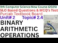 Chapter 2 - Topic 2 4 BINARY ARITHMETIC OPERATIONS 9th Class Comp Sci 2025 SLO Based MCQs Qs