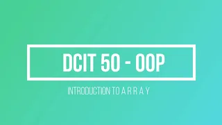 Array Java Programming DCIT 50 single 2-dimensional array Tagalog