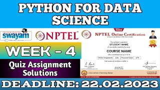 NPTEL PYTHON FOR DATA SCIENCE ASSIGNMENT 4 ANSWERS 2023