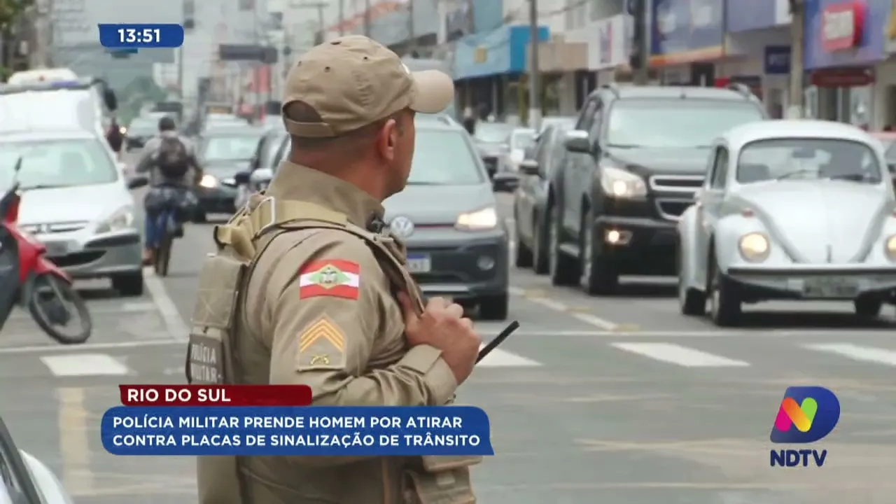 Rio do Sul: Polícia Militar prende homem por atirar contra placas de sinalização de trânsito