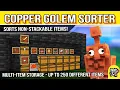 Copper Golem Multi-Item Sorter for Minecraft Bedrock