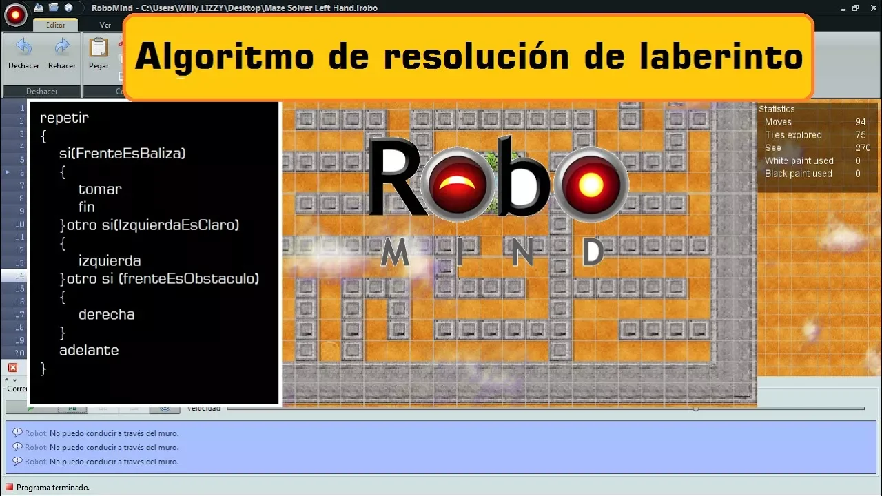 Algoritmo Solución laberinto | Seguidor de pared | Wall follower [ RoboMind ]