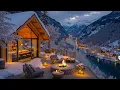 Lagu Warm Winter Jazz by the Relaxing Fireplace☕Snowy Terrace Café Ambience for Cozy Winter Night Moments