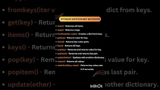 python dictionary methods need to know