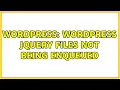 Wordpress WordPress jquery files not being enqueued 3 Solutions