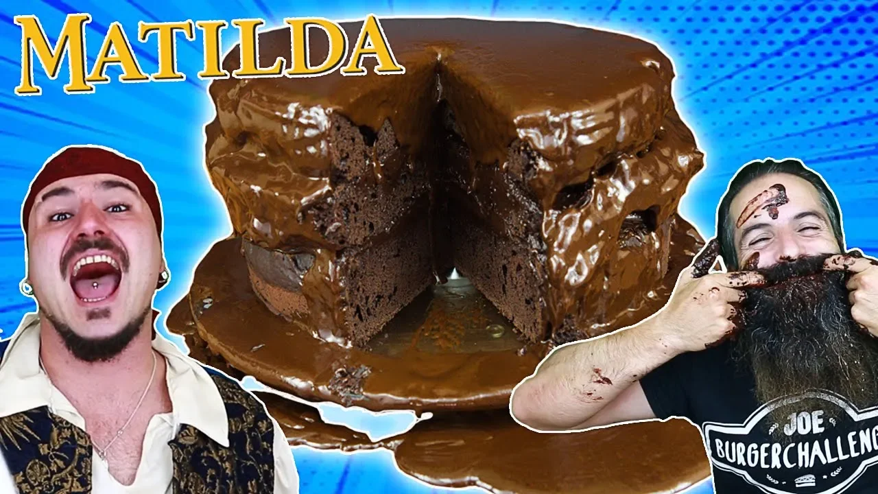 PASTEL de CHOCOLATE de MATILDA GIGANTE!! SI PIERDO ME TIO EL PELO!! El Pirata VS Joe Burger