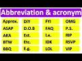 20 COMMON ABBREVIATIONS ACRONYMS Learn with examples English vocabulary