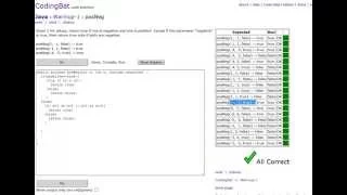CodingBat Example posNeg