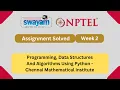 Programming Data Structures And Algorithms Using Python Week 2 NPTEL 2025