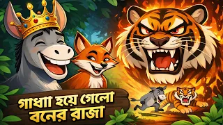 চালাক শিয়াল ও গাধার ফাঁদে বোকা বাঘ 😂 | Bangla Cartoon | Explain With Muntaha | 2D Bangla Animation