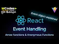 React JS Event Handling Arrow Functions Anonymous Functions In Sinhala