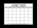 June 2022 Calendar