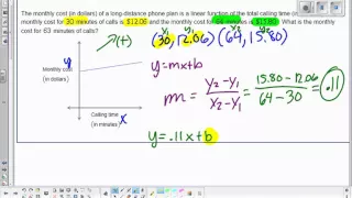 application problem with a linear function finding a coordinate given two points
