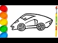 How To Draw Unbelievable Lamborghini Car Coloring and Painting for Kids Car Drawing