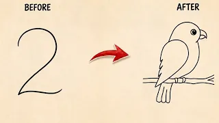 Çok kolay papağan çizimi || adım adım eğitim videosu ￼