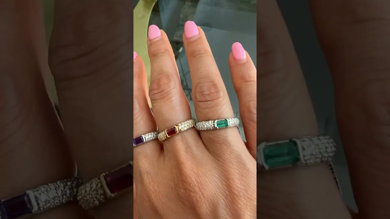 14K Gold Diamond & Emerald-cut Pink Sapphire Ring