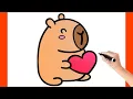 Çok Kolay Capybara Resmi Çizimi Ve Boyama, Capybara Nasıl Çizilir, Sevimli Resim Çizimleri