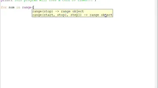 Using the for Loop in Python coin toss