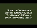 Node error ENOENT stat C Users RT AppData Roaming npm