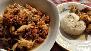 قرنبيط باللحمة بطريقة سهلة من المطبخ الحلبي Cauliflower Meat Garlic 