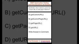 SELENIUM Which method is used to get the current URL of a web page in Selenium