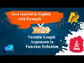 Java Tutorial Part29 Variable Length Arguments in Function Definition