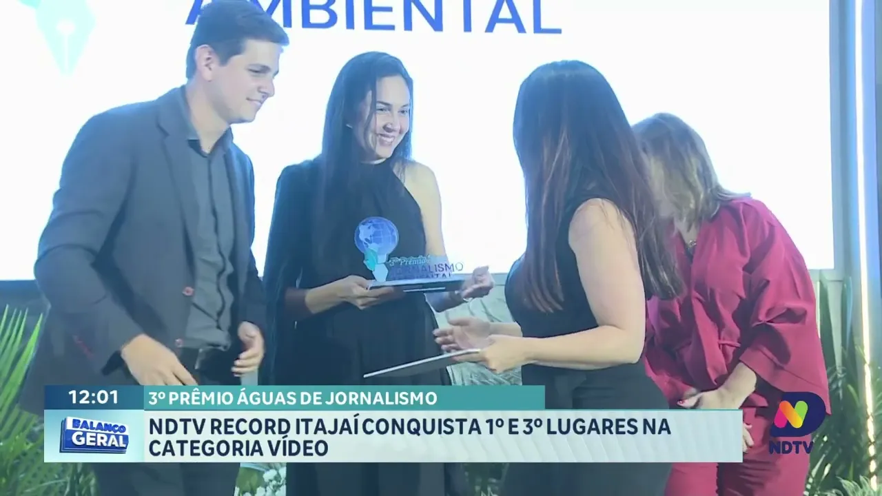 NDTV Record Itajaí conquista 1º e 3º lugares no Prêmio Águas de Jornalismo