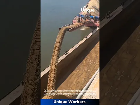 Sand Dredging Operations: Conveyor Transferring Sand from Dredger to Cargo Barge