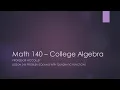 Math - 140 Lesson 3-7 Problem Solving With Quadratics
