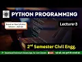 Python programming Lecture-3 Polytechnic 2nd Semester Civil SBTE Bihar