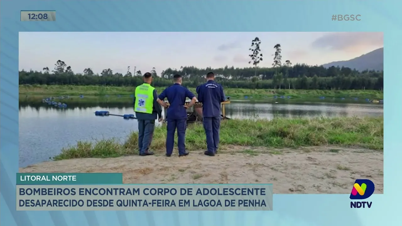Bombeiros encontram corpo de adolescente desaparecido desde quinta-feira em lagoa de Penha