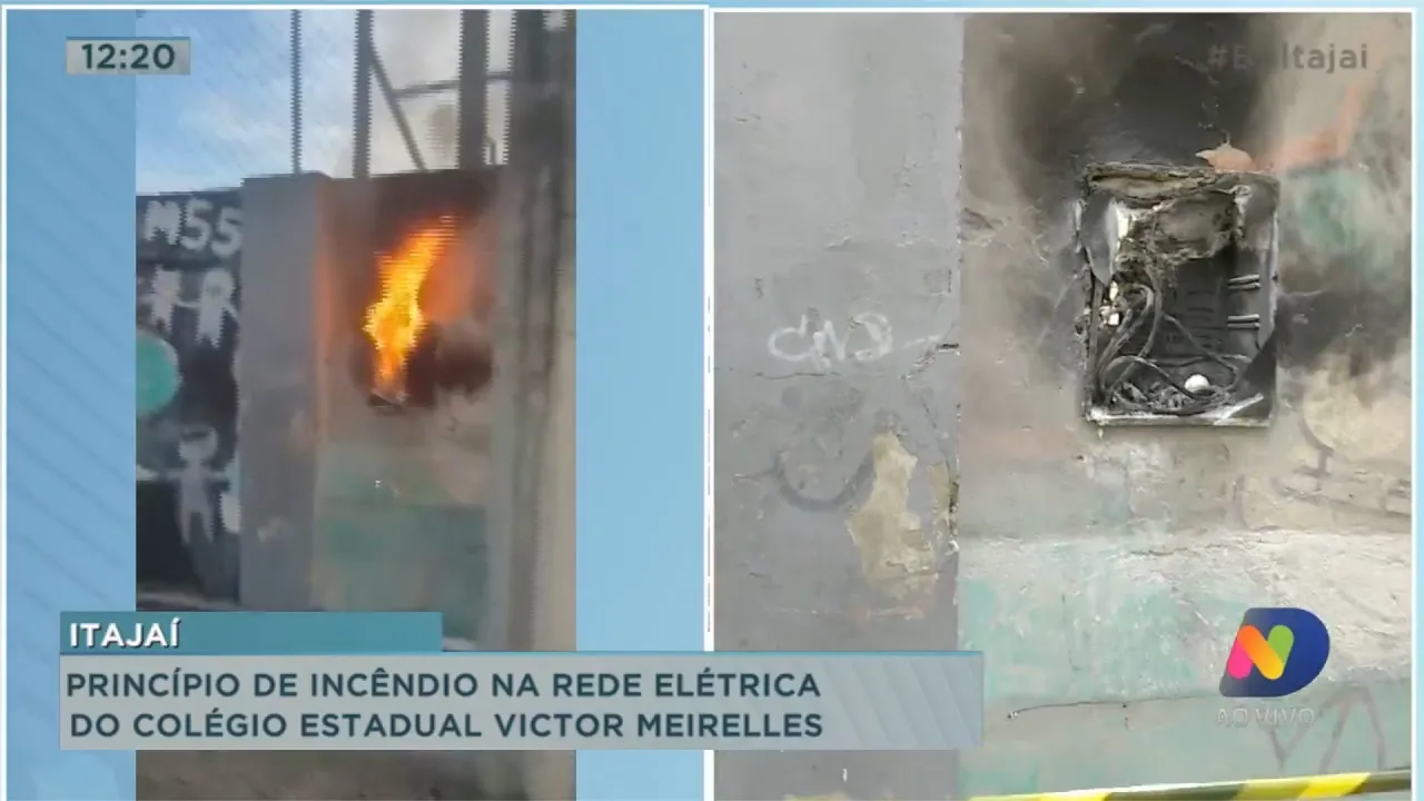 Principio de incêndio na rede elétrica do colégio estadual Victor Meirelles